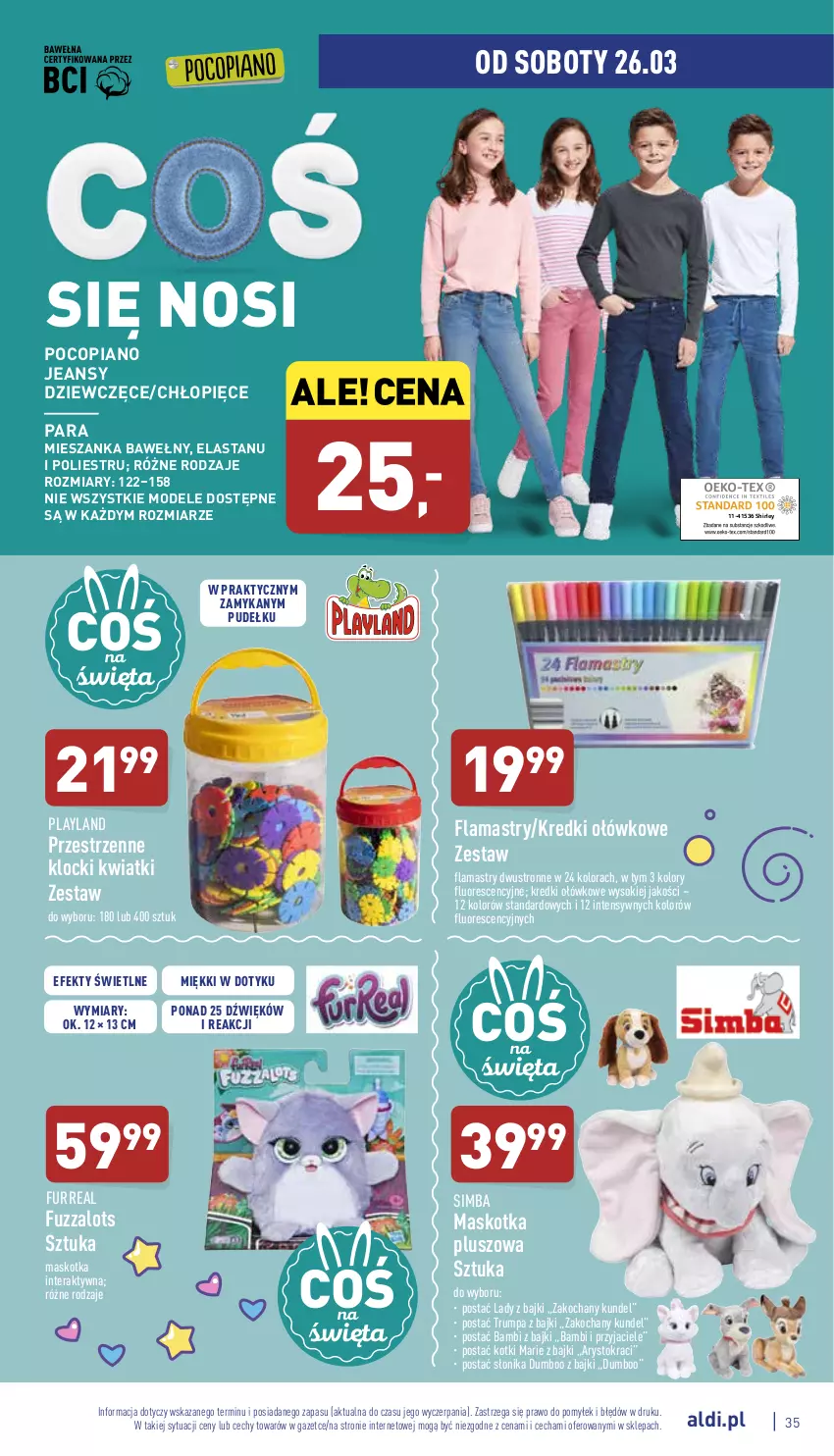 Gazetka promocyjna Aldi - Pełny katalog - ważna 21.03 do 26.03.2022 - strona 35 - produkty: Flamastry, Klocki, Koc, Maskotka pluszowa, Pocopiano, Rum, Sok, Tera