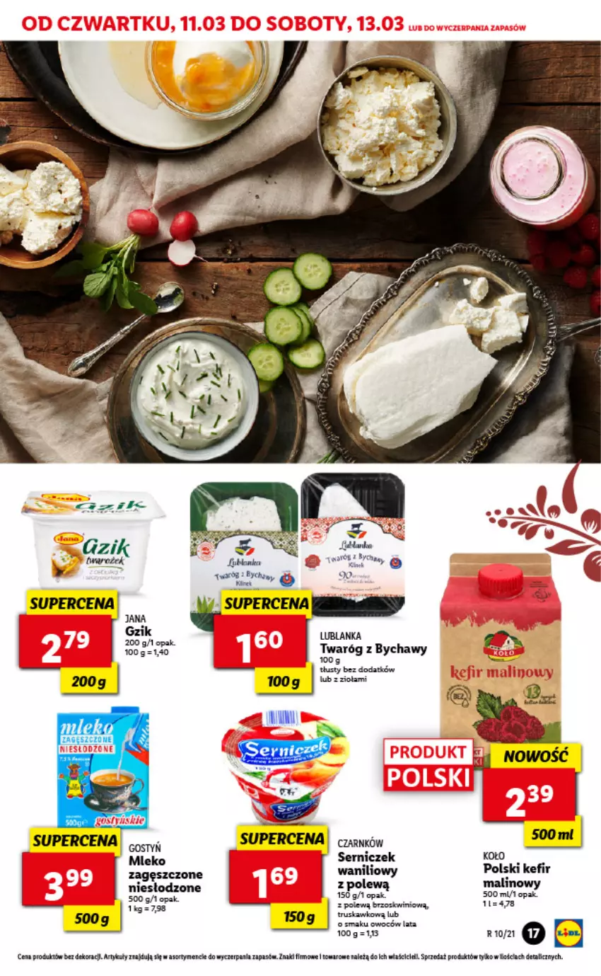 Gazetka promocyjna Lidl - GAZETKA - ważna 11.03 do 13.03.2021 - strona 17 - produkty: Kefir, Mleko, Twaróg