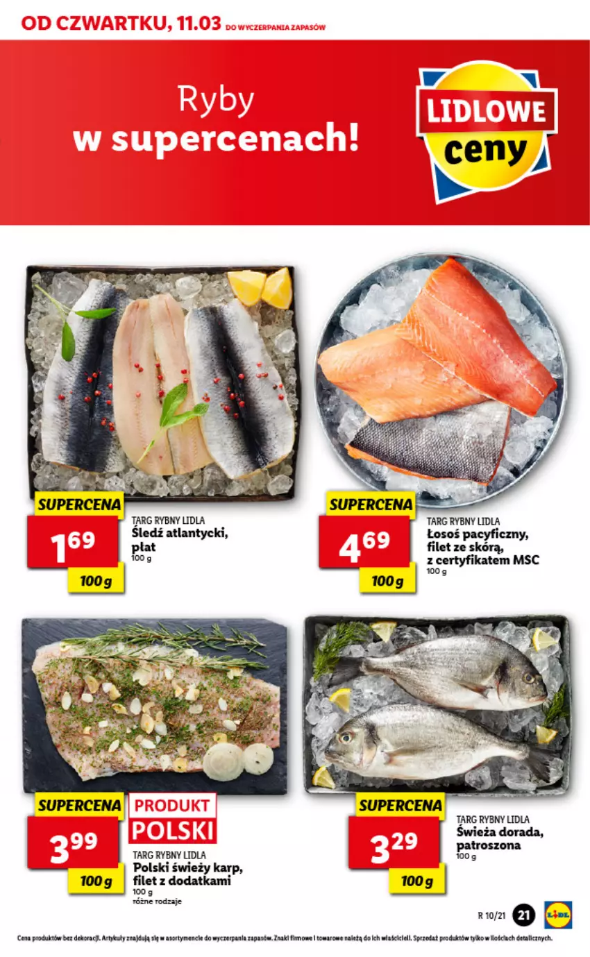 Gazetka promocyjna Lidl - GAZETKA - ważna 11.03 do 13.03.2021 - strona 21 - produkty: Karp, Sledź