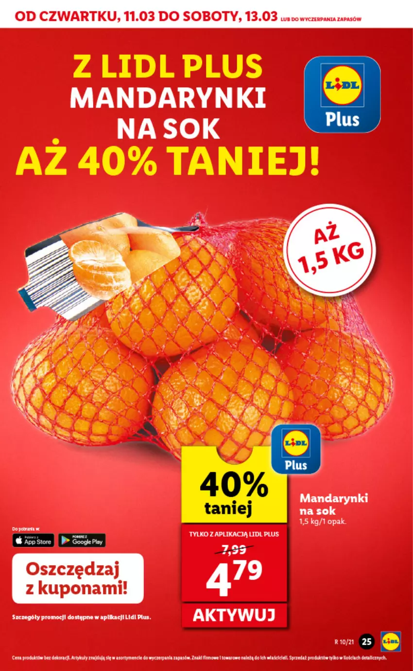 Gazetka promocyjna Lidl - GAZETKA - ważna 11.03 do 13.03.2021 - strona 25 - produkty: Fa, Mandarynki, Sok