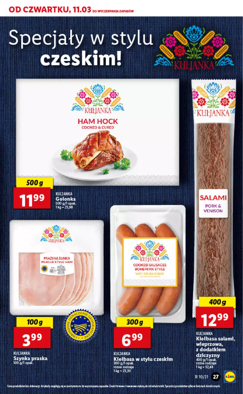 Gazetka promocyjna Lidl - GAZETKA - ważna 11.03 do 13.03.2021 - strona 27 - produkty: Gouda, Kiełbasa, Praska, Salami, Szynka