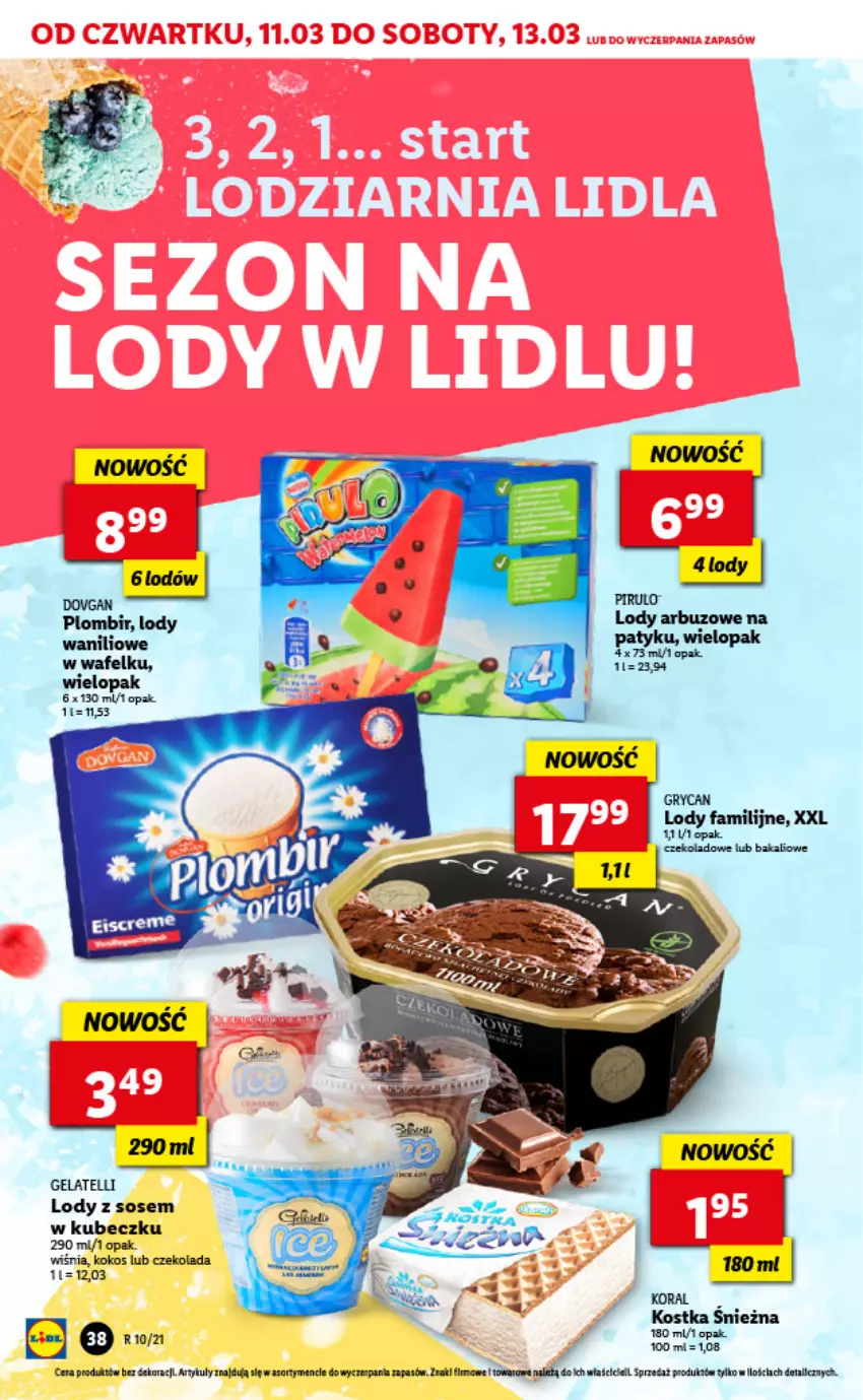 Gazetka promocyjna Lidl - GAZETKA - ważna 11.03 do 13.03.2021 - strona 38 - produkty: Arbuz, Czekolada, Fa, Gry, Kokos, Lody, Sos, Tera