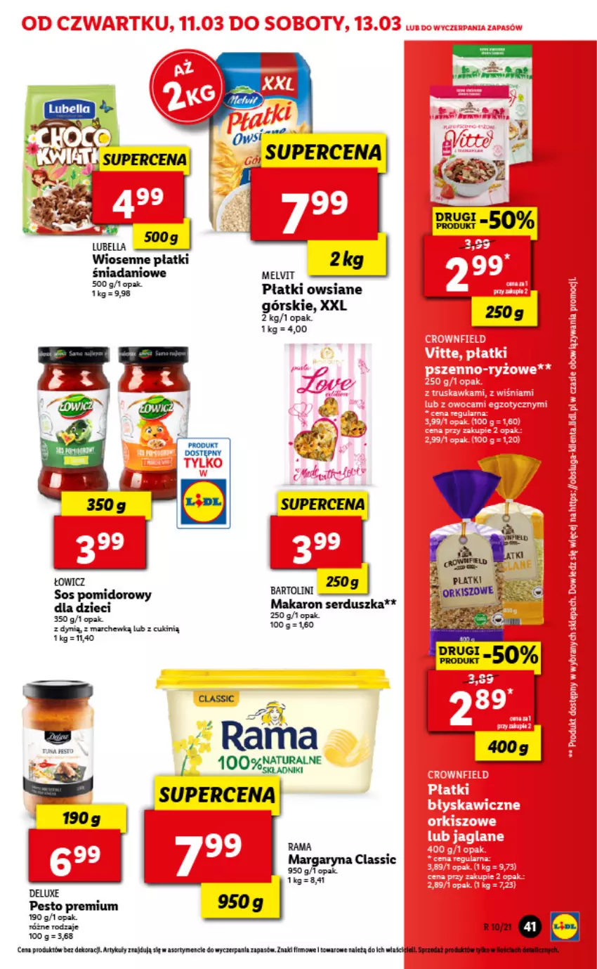 Gazetka promocyjna Lidl - GAZETKA - ważna 11.03 do 13.03.2021 - strona 41 - produkty: Bell, Bella, Danio, Lubella, Margaryna, Melvit, Pesto, Płatki owsiane