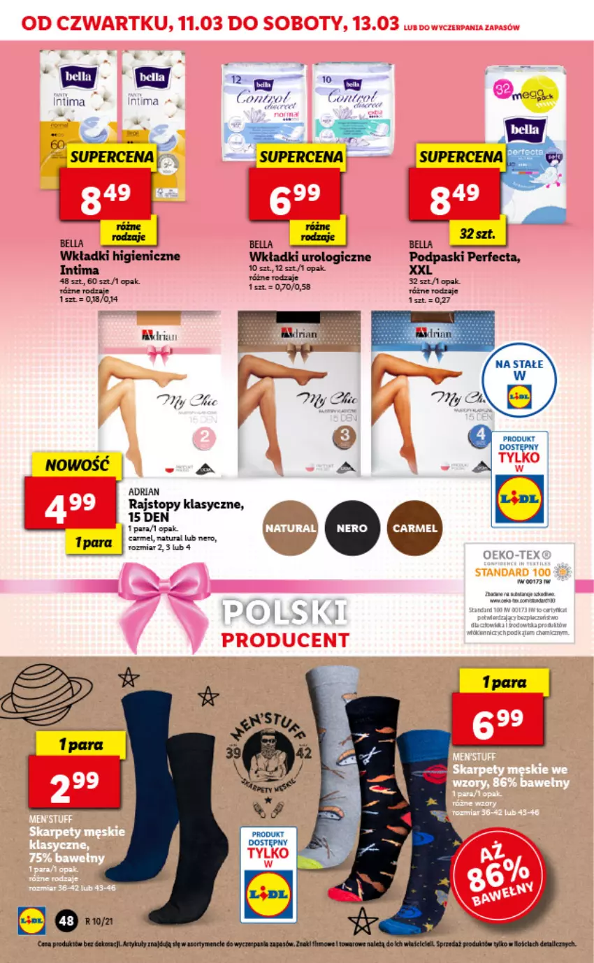 Gazetka promocyjna Lidl - GAZETKA - ważna 11.03 do 13.03.2021 - strona 48 - produkty: Fa, Koc, Perfecta, Podpaski, Rajstopy, Top, Wkładki, Wkładki urologiczne