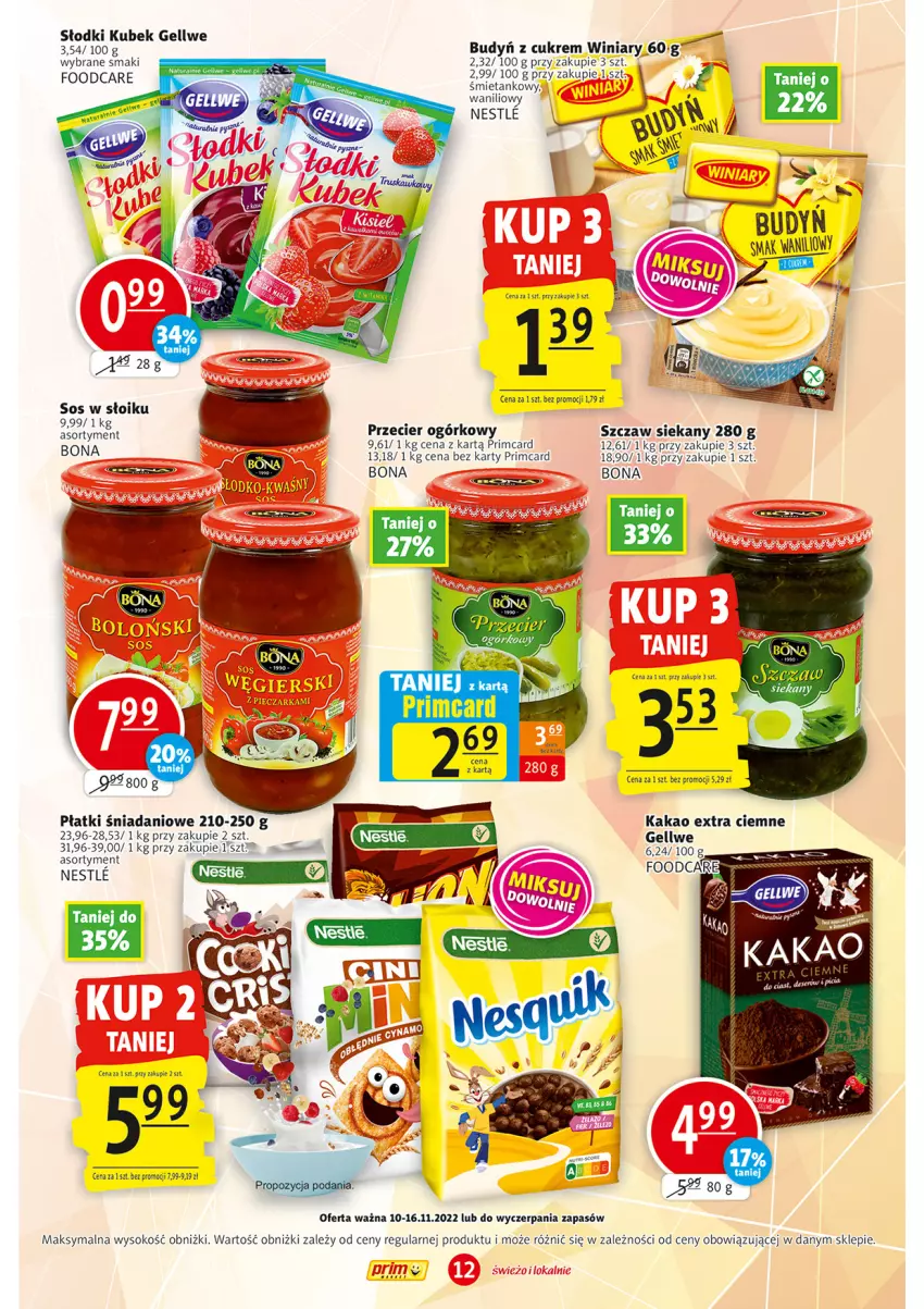 Gazetka promocyjna Prim Market - ważna 10.11 do 16.11.2022 - strona 12 - produkty: Budyń, Danio, Deser, Kakao, Kubek, Ser, Sok, Sos, Winiary