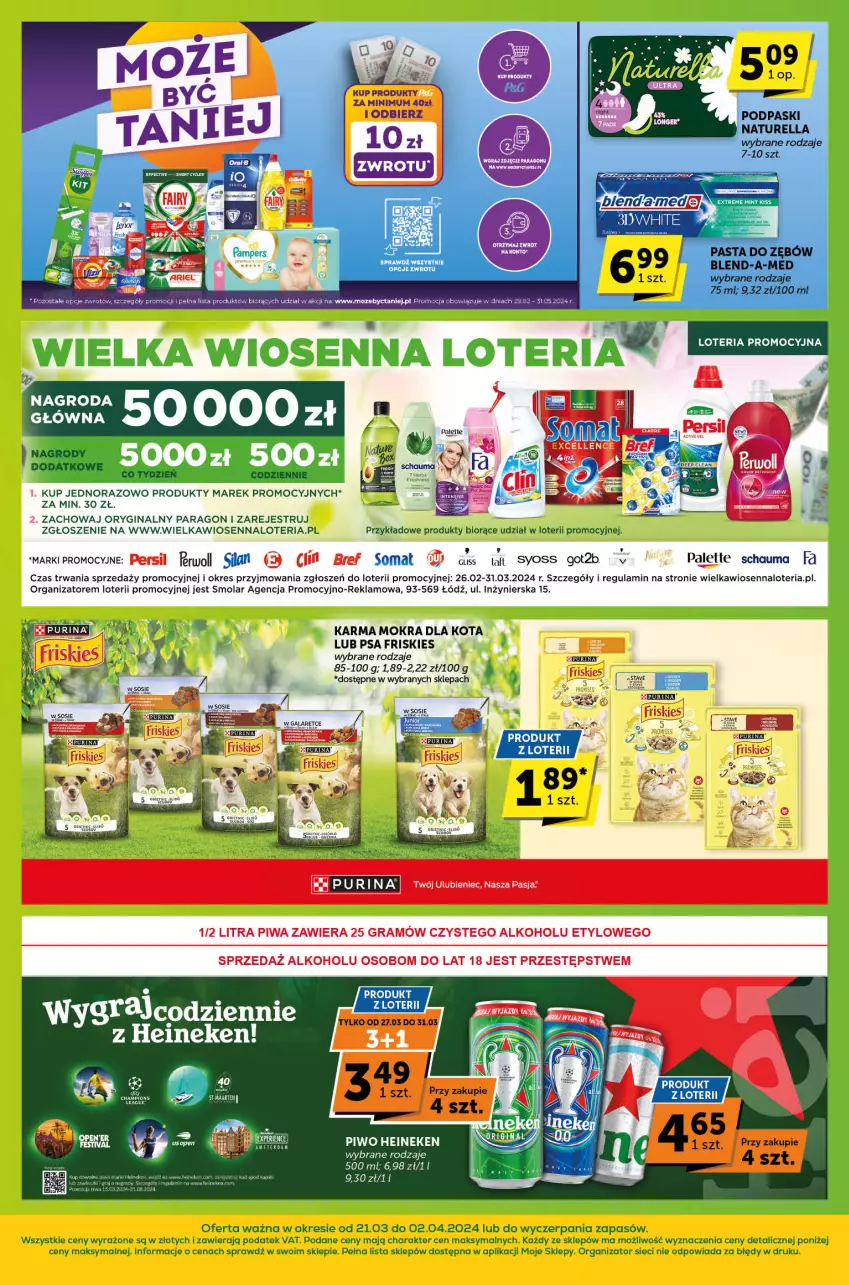 Gazetka promocyjna ABC - ważna 21.03 do 02.04.2024 - strona 8 - produkty: Blend-a-Med, Bref, Fa, Friskies, Gin, Got2b, Gra, Heineken, Mola, Naturell, Naturella, Palette, Pasta do zębów, Persil, Piwa, Piwo, Podpaski, Pur, Purina, Schauma, Somat, Syoss