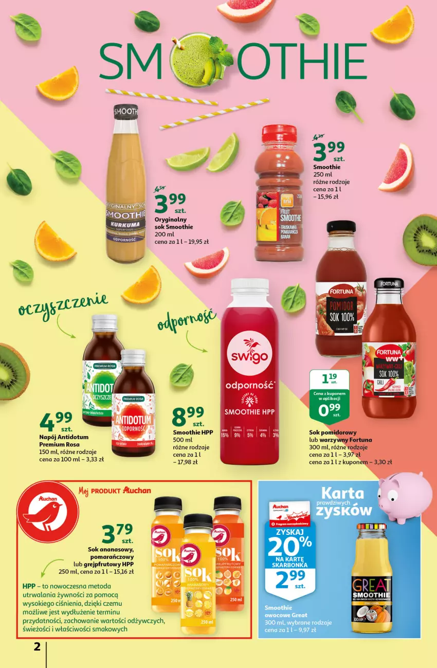 Gazetka promocyjna Auchan - Sezon na radość Supermarkety - ważna 20.05 do 26.05.2021 - strona 2 - produkty: Ananas, Gin, Grejpfrut, HP, Napój, Por, Smoothie, Sok