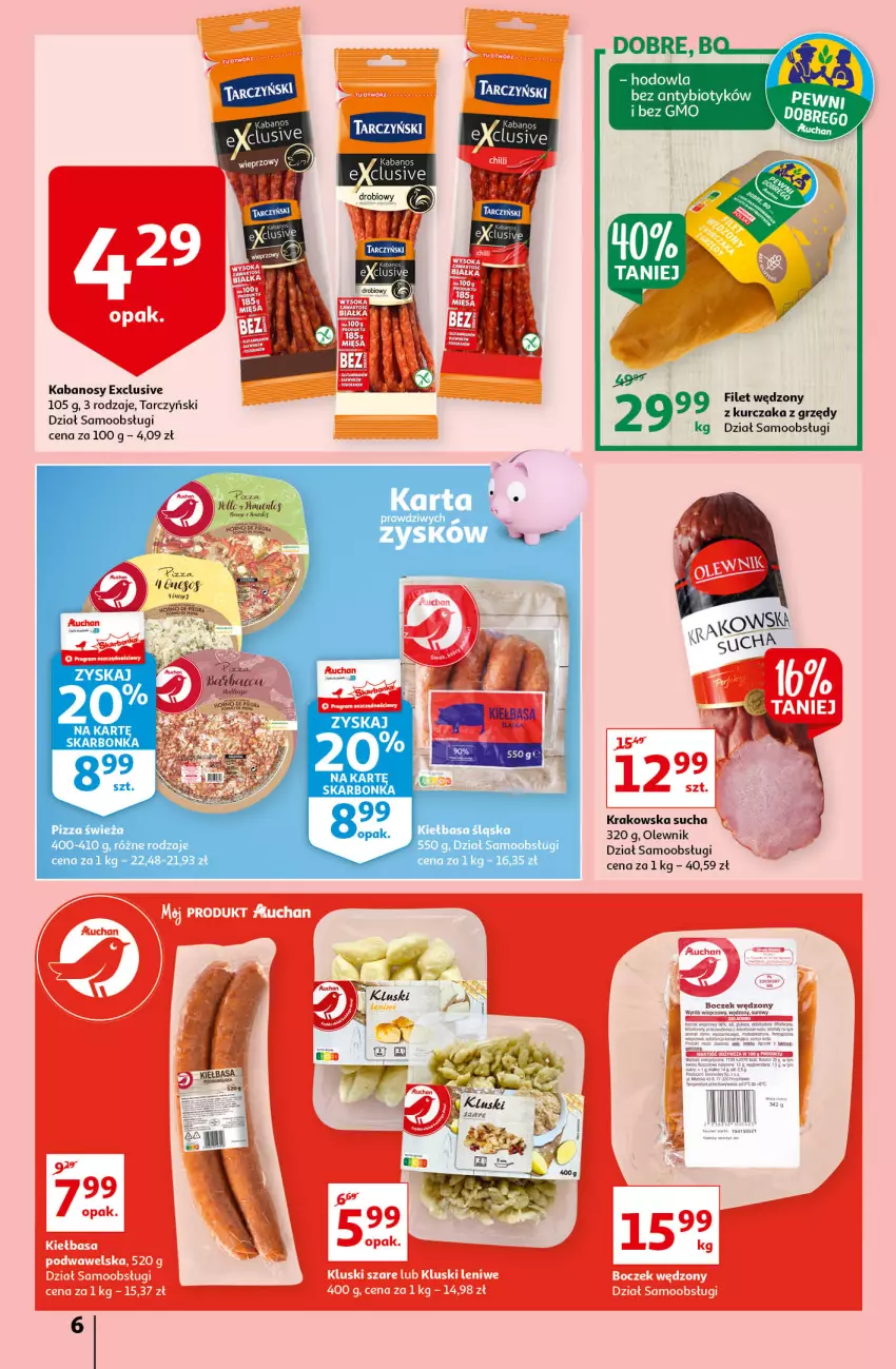 Gazetka promocyjna Auchan - Sezon na radość Supermarkety - ważna 20.05 do 26.05.2021 - strona 6 - produkty: Boczek, Kabanos, Kurczak, Olewnik, Pizza, Tarczyński