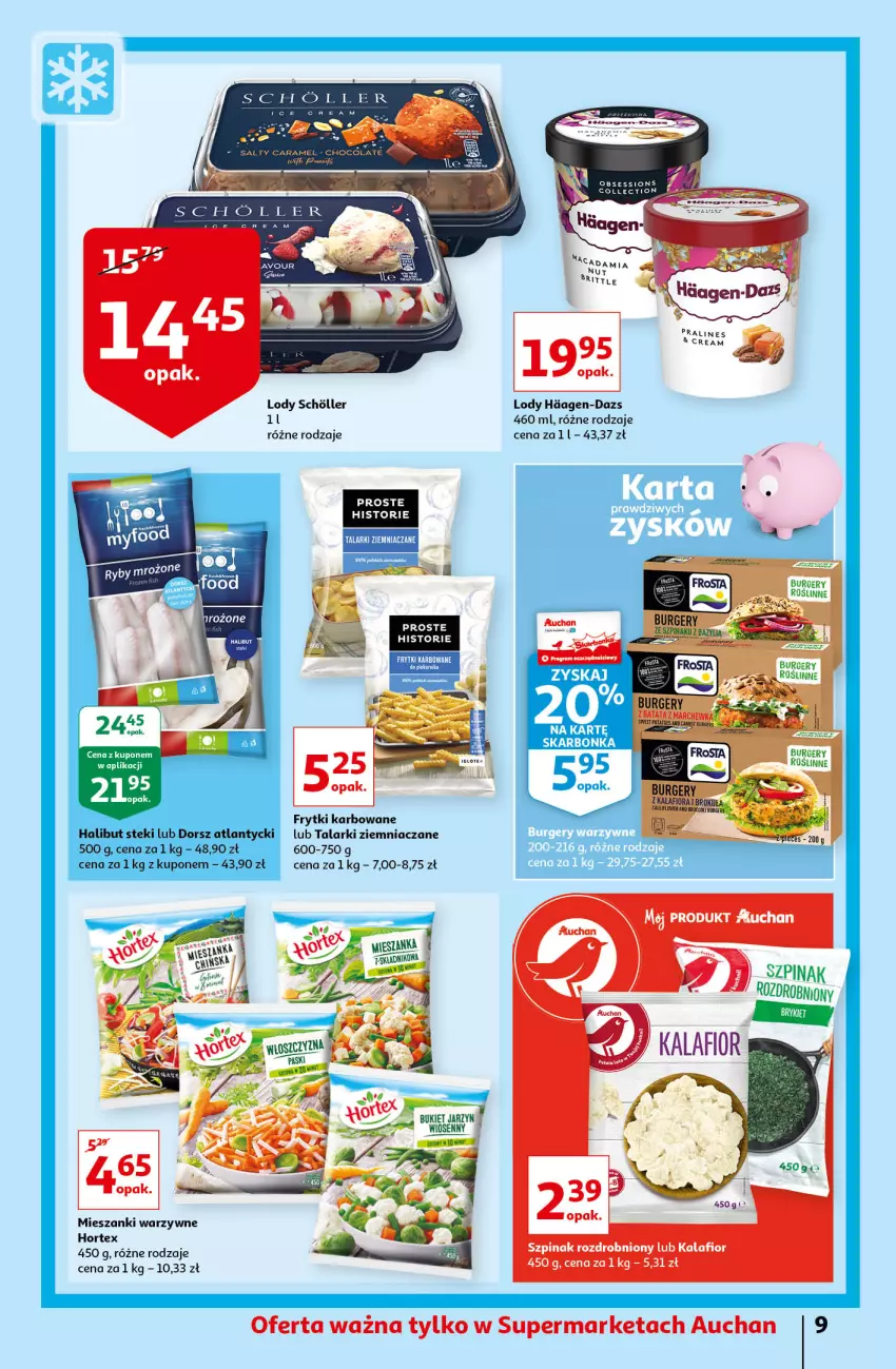 Gazetka promocyjna Auchan - Sezon na radość Supermarkety - ważna 20.05 do 26.05.2021 - strona 9 - produkty: Bukiet, Frytki, Hortex, Kalafior, Lody, Piekarnik, Sejf, SESSIO, Szpinak