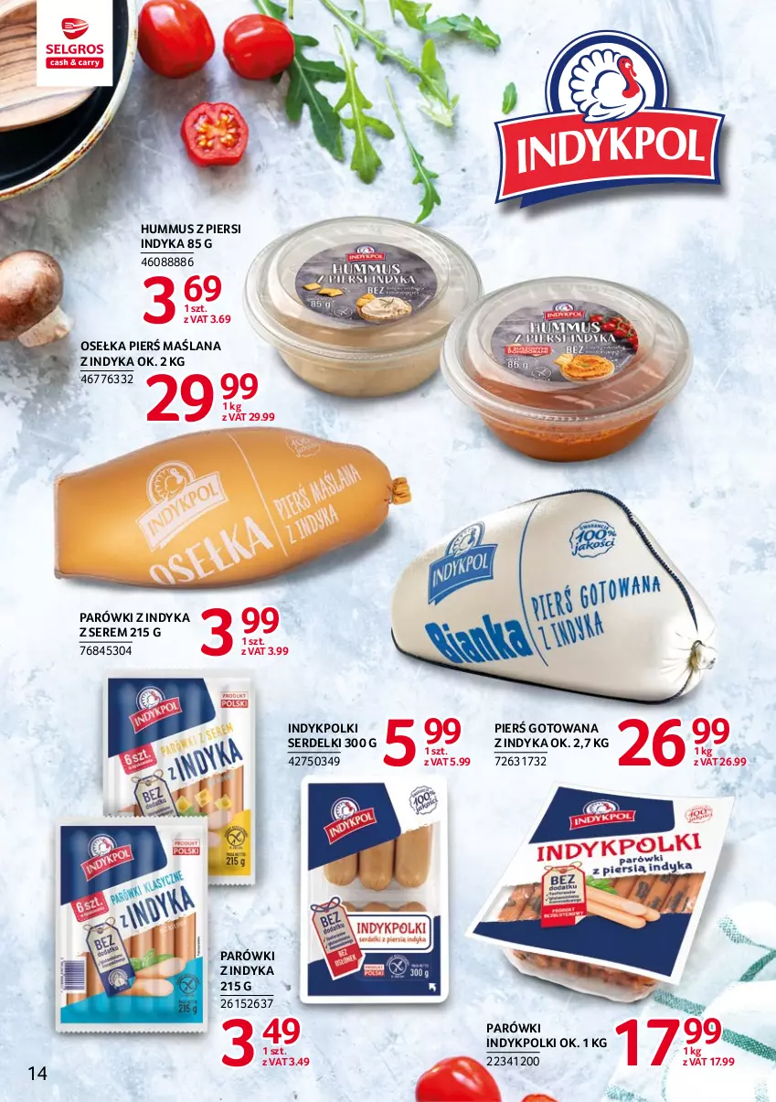 Gazetka promocyjna Selgros - Markowe produkty - ważna 19.01 do 01.02.2023 - strona 14 - produkty: Hummus, LANA, Mus, Parówki, Parówki z indyka, Ser, Serdelki