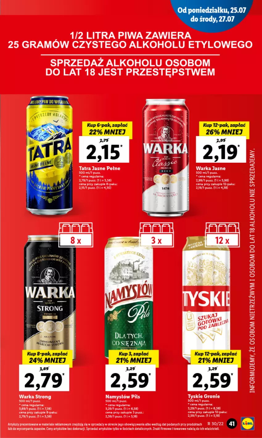 Gazetka promocyjna Lidl - GAZETKA - ważna 25.07 do 27.07.2022 - strona 45 - produkty: Fa, Feta, Gra, Namysłów, Piwa, Pur, Tatra, Warka