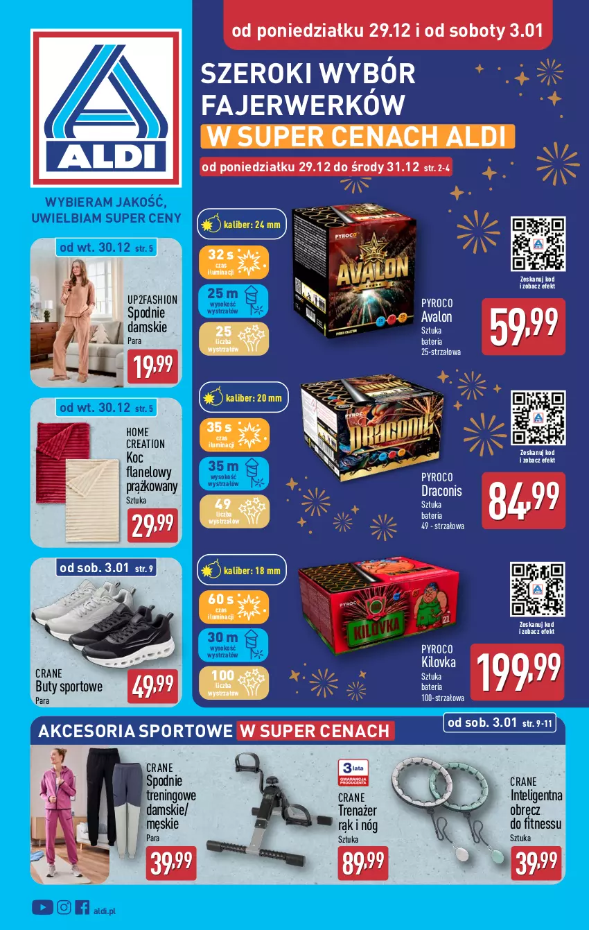 Gazetka promocyjna Aldi - Artykuły przemysłowe i tekstylia - ważna 29.12.2025 do 03.01.2026 - strona 1 - produkty: Bateria, Buty, Fa, Intel, Koc, Por, Sok, Spodnie, Sport, Strzałów