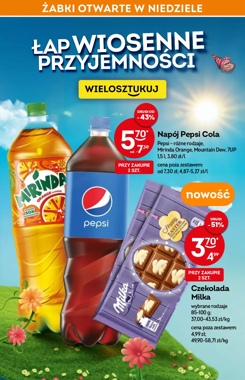 Gazetka promocyjna Żabka - ważna 06.04 do 14.04.2022 - strona 6 - produkty: 7up, Czekolada, Milka, Mirinda, Napój, Pepsi