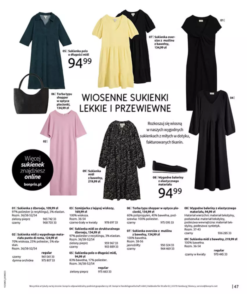 Gazetka promocyjna Bonprix - MARYNARSKIE AKCENTY - ważna 02.03 do 30.03.2026 - strona 49 - produkty: Baleriny, Fa, Gra, Gry, HP, Kosz, LG, Ser, Sukienka, Torba, Wełna, Wiko