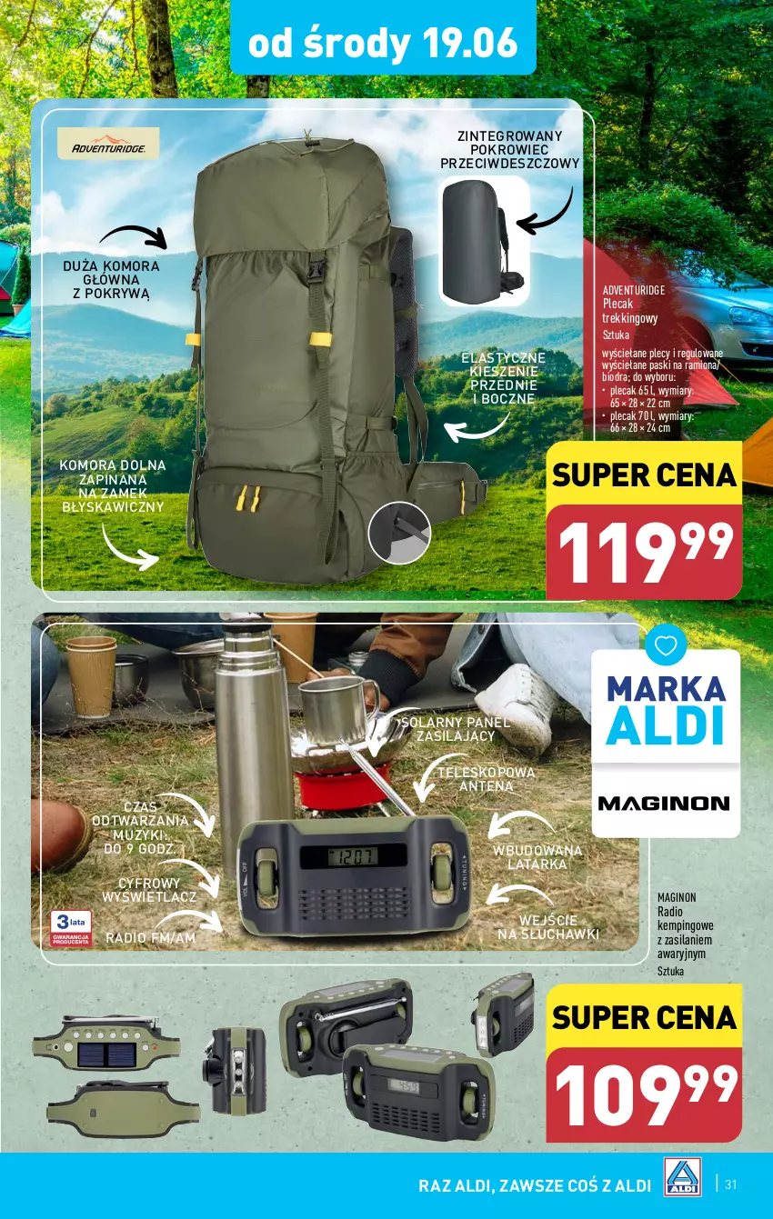 Gazetka promocyjna Aldi - Pełna oferta - ważna 17.06 do 22.06.2024 - strona 31 - produkty: Gin, Latarka, Plecak, Pokrowiec, Silan, Słuchawki, Tarka, Teleskop