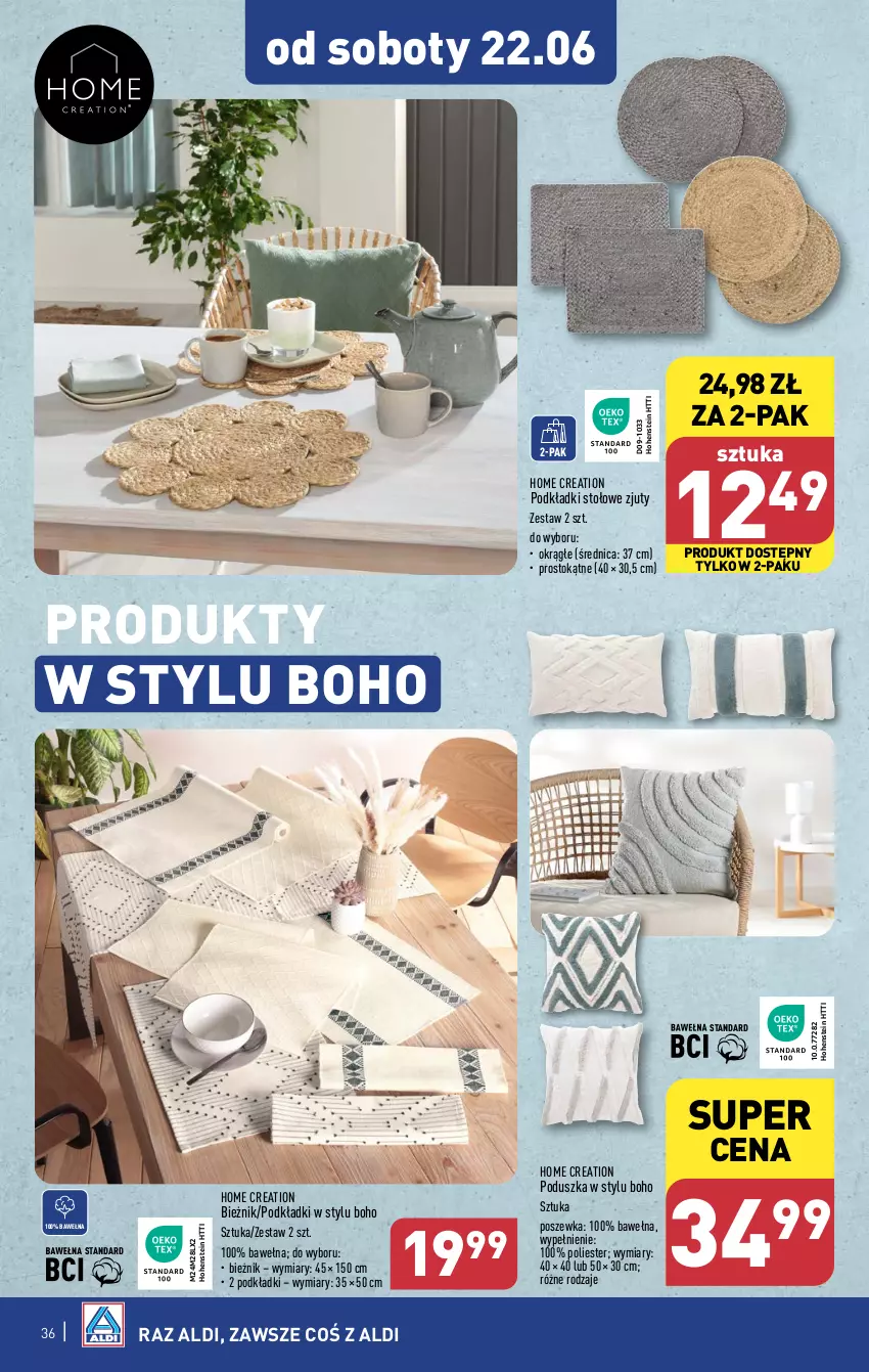 Gazetka promocyjna Aldi - Pełna oferta - ważna 17.06 do 22.06.2024 - strona 36 - produkty: Bieżnik, Podkład, Poduszka, Poszewka, Wełna