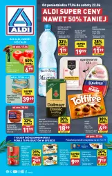 Gazetka promocyjna Aldi - Pełna oferta - Gazetka - ważna od 22.06 do 22.06.2024 - strona 1 - produkty: Kurczak, Krakus, Sos, Ser, Por, Mus, Mięsne specjały, Dallmayr, Kawa, Pojemnik, Szynka konserwowa, Szynka, Toffifee, Szyna, Woda mineralna, Woda, Małże, Kiełbasa, Pomidory, Pomidory krojone, Kiełbasa śląska