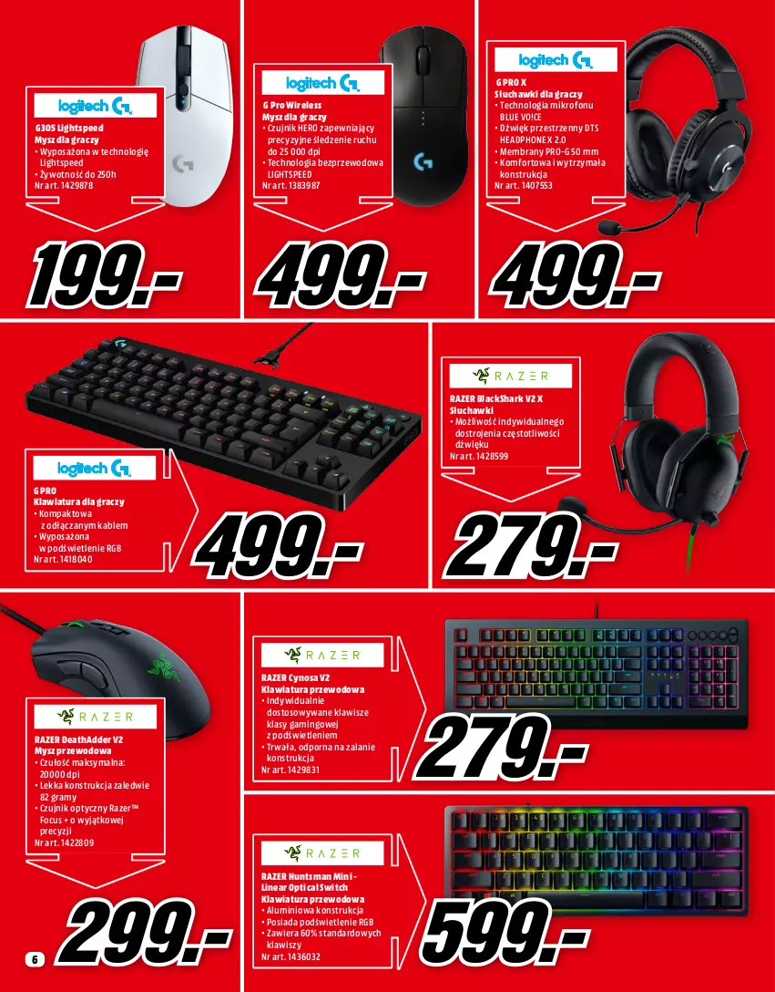 Gazetka promocyjna Media Markt - Gazetka Media Markt - ważna 01.04 do 30.04.2021 - strona 6 - produkty: Gra, Klawiatura, Lack, Mikrofon, Mysz, Por, Razer, Słuchawki