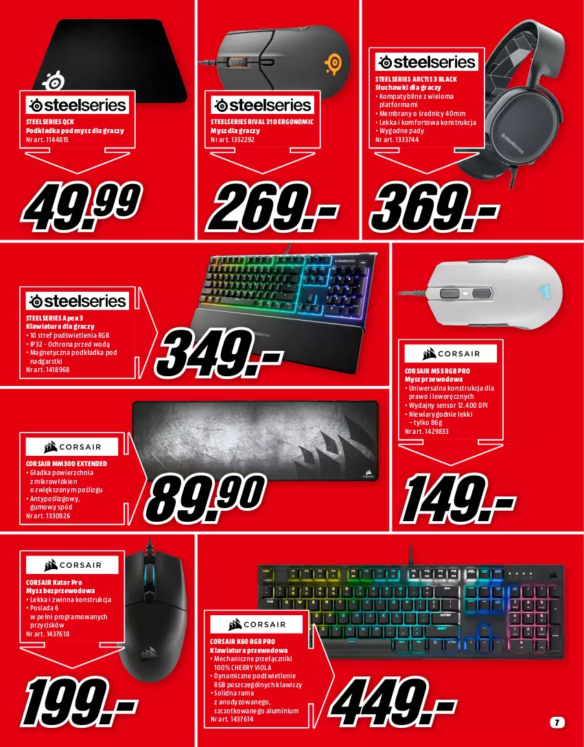 Gazetka promocyjna Media Markt - Gazetka Media Markt - ważna 01.04 do 30.04.2021 - strona 7 - produkty: Gra, Klawiatura, Lack, Mysz, Mysz bezprzewodowa, Podkład, Podkładka, Podkładka pod mysz, Rama, Ser, Słuchawki