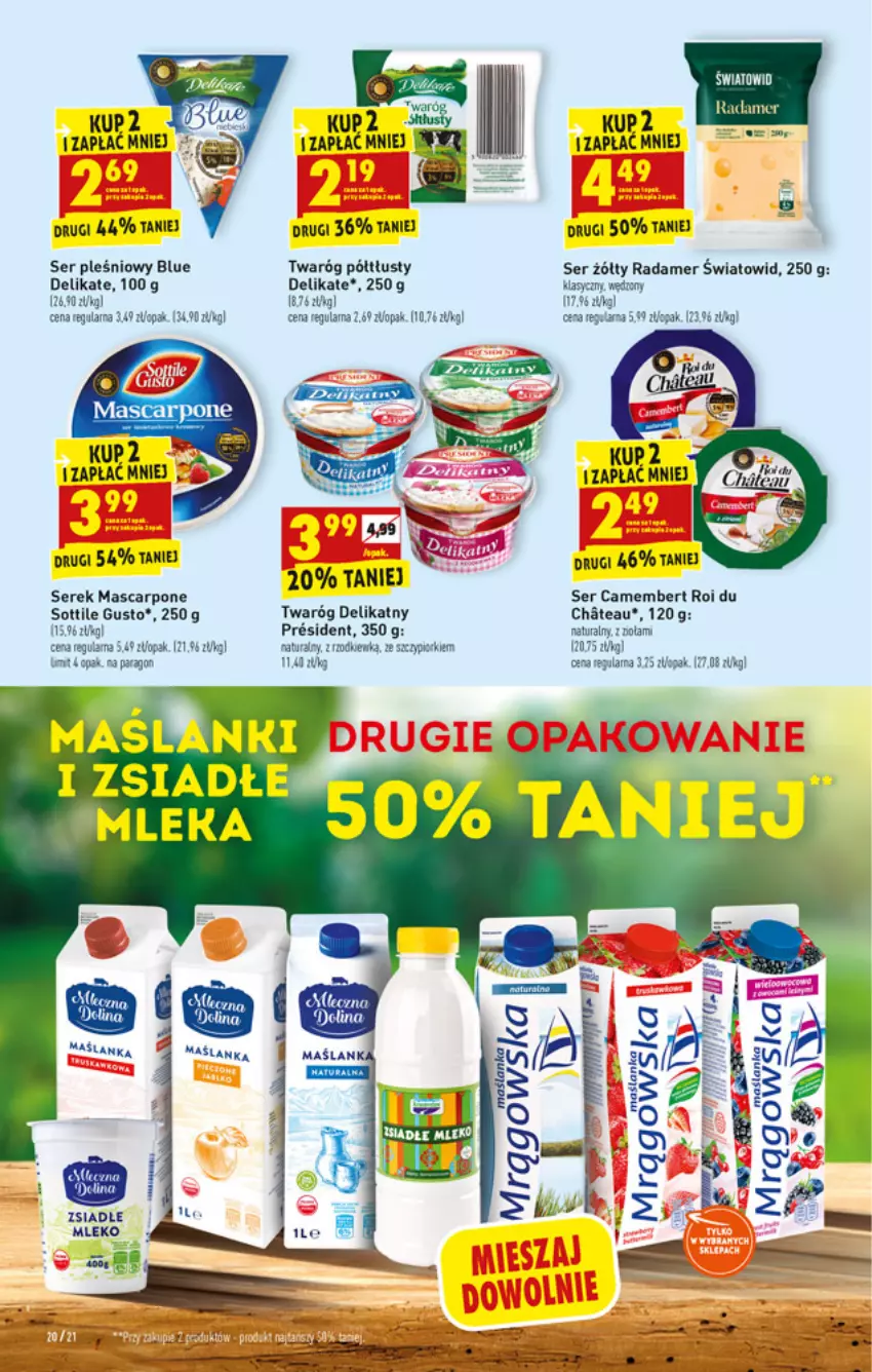 Gazetka promocyjna Biedronka - W tym tygodniu - ważna 16.08 do 21.08.2021 - strona 20 - produkty: Camembert, Gala, Mascarpone, Mleko, Radamer, Ser, Ser pleśniowy, Serek, Twaróg, Twaróg delikatny, Twaróg półtłusty