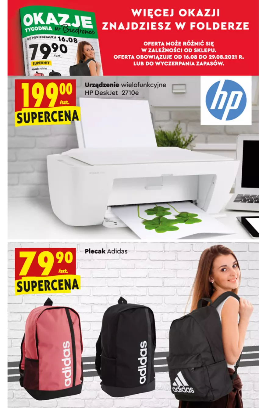 Gazetka promocyjna Biedronka - W tym tygodniu - ważna 16.08 do 21.08.2021 - strona 55 - produkty: Adidas, HP, Plecak, Urządzenie wielofunkcyjne