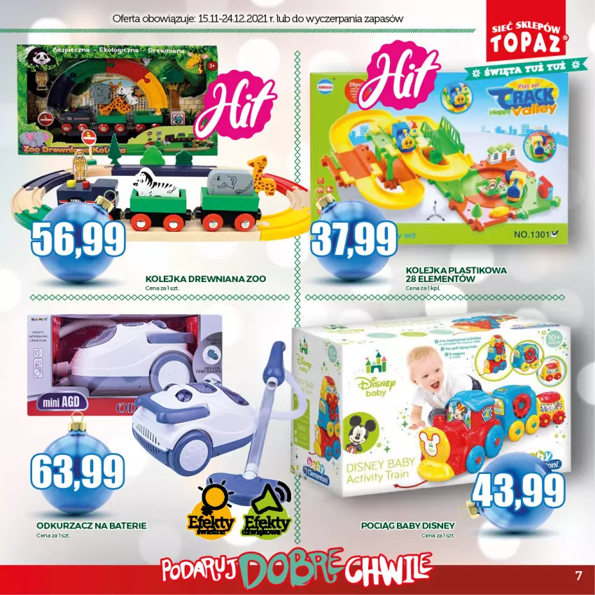 Gazetka promocyjna Topaz - Gazetka - ważna 15.11 do 24.12.2021 - strona 7 - produkty: Disney, Kolejka, Odkurzacz, Olej, Pociąg