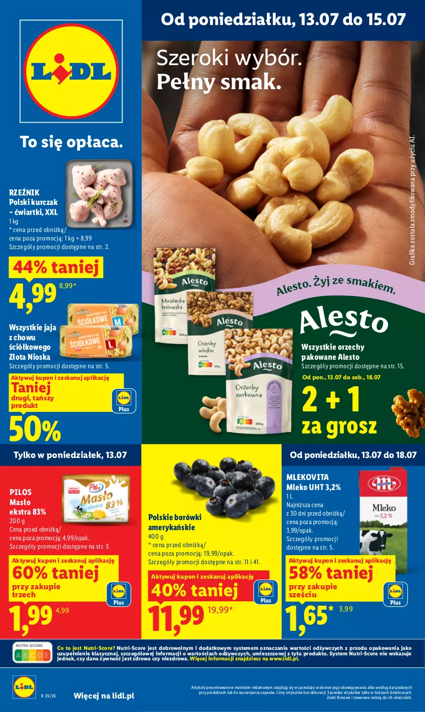 Gazetka promocyjna Lidl - Gazetka ważna od 13.07 do 15.07 - ważna 13.07 do 15.07.2026 - strona 1 - produkty: Gra, Grafika, Jaja, Kurczak, Masło, Mleko, Mlekovita, Pilos