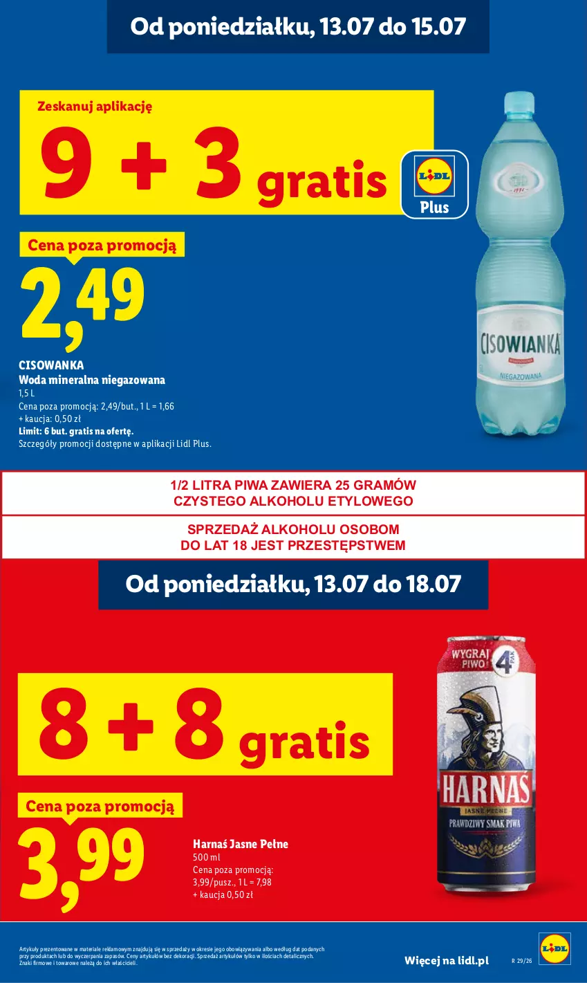 Gazetka promocyjna Lidl - Gazetka ważna od 13.07 do 15.07 - ważna 13.07 do 15.07.2026 - strona 19 - produkty: Gra, Harnaś, Piwa, Woda, Woda mineralna