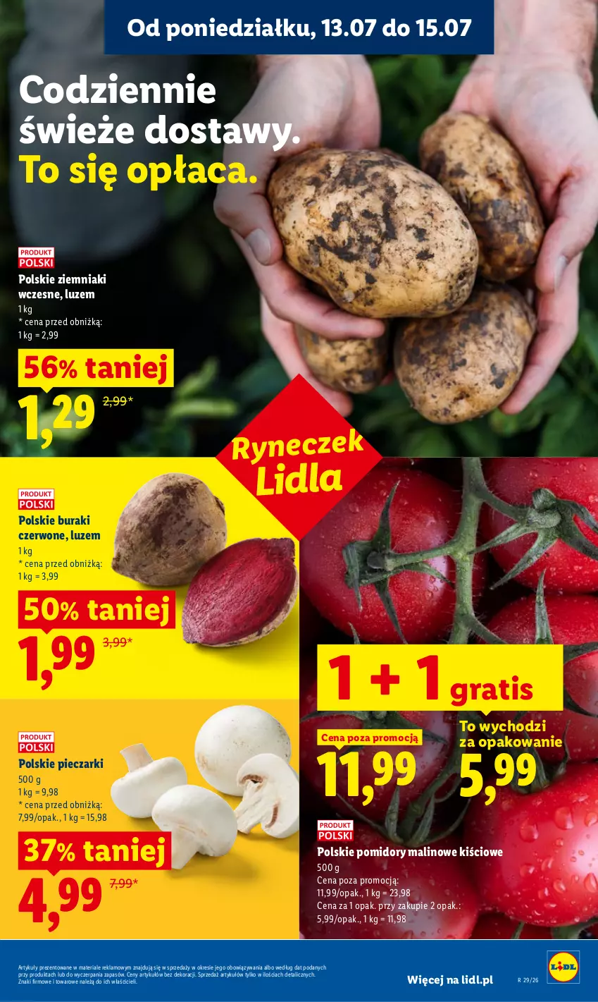 Gazetka promocyjna Lidl - Gazetka ważna od 13.07 do 15.07 - ważna 13.07 do 15.07.2026 - strona 43 - produkty: Buraki, Gra, Piec, Pomidory, Ziemniaki