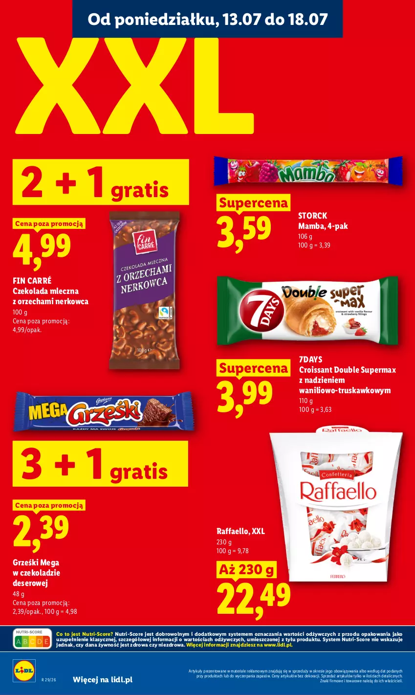 Gazetka promocyjna Lidl - Gazetka ważna od 13.07 do 15.07 - ważna 13.07 do 15.07.2026 - strona 56 - produkty: Croissant, Czekolada, Czekolada mleczna, Deser, Fa, Gra, Grześki, Mamba, Raffaello, Ser