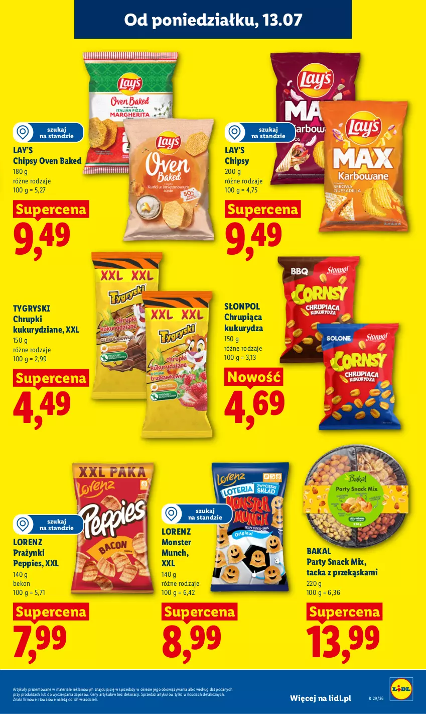 Gazetka promocyjna Lidl - Gazetka ważna od 13.07 do 15.07 - ważna 13.07 do 15.07.2026 - strona 57 - produkty: Beko, Chipsy, Chrupki, Gry, Kukurydza, Lay’s, Lorenz, Monster Munch, Słonpol