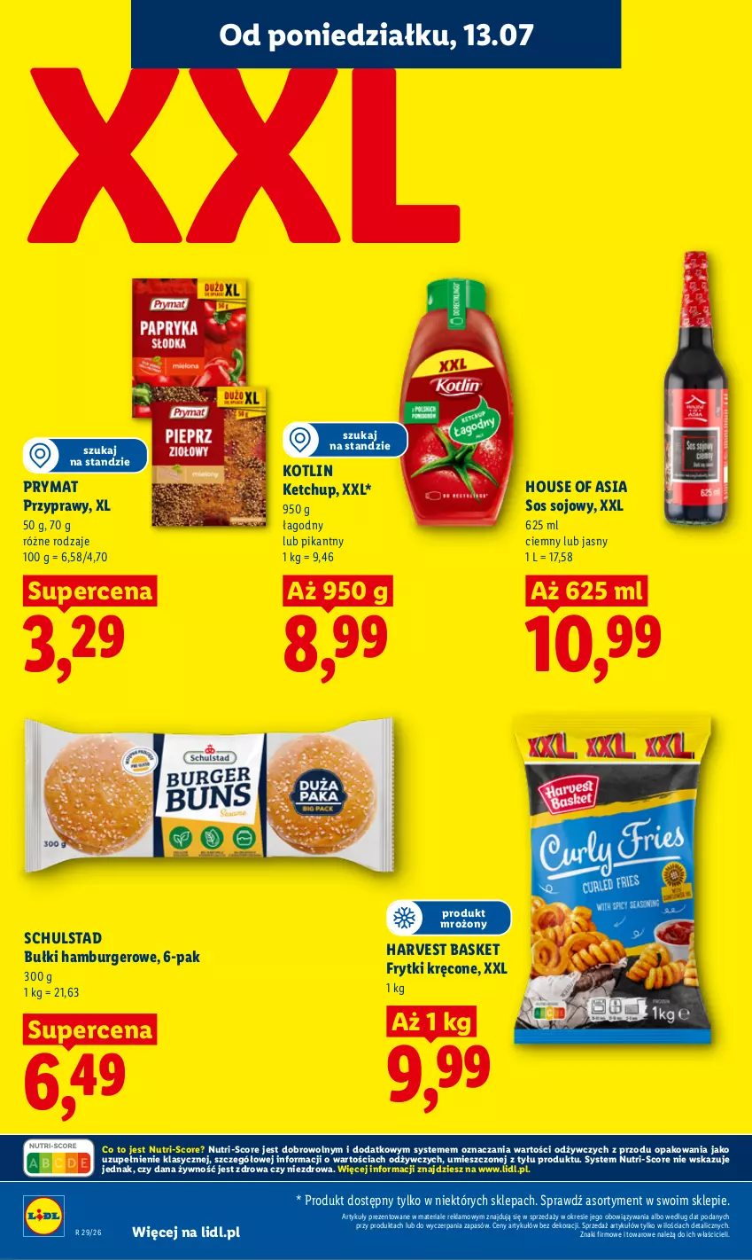 Gazetka promocyjna Lidl - Gazetka ważna od 13.07 do 15.07 - ważna 13.07 do 15.07.2026 - strona 58 - produkty: Burger, Frytki, Hamburger, House of Asia, Ketchup, Kotlin, Prymat, Przyprawy, Sos, Sos sojowy
