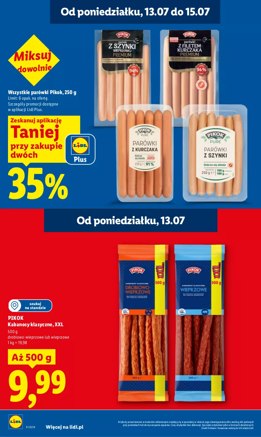 Gazetka promocyjna Lidl - Gazetka ważna od 13.07 do 15.07 - ważna 13.07 do 15.07.2026 - strona 6 - produkty: Kabanos, Parówki, PIKOK