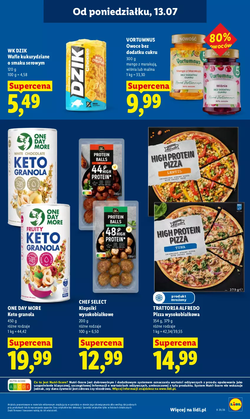 Gazetka promocyjna Lidl - Gazetka ważna od 13.07 do 15.07 - ważna 13.07 do 15.07.2026 - strona 77 - produkty: Gra, Granola, Klopsiki, Mango, Owoce, Pizza, Ser, Sok, Wafle