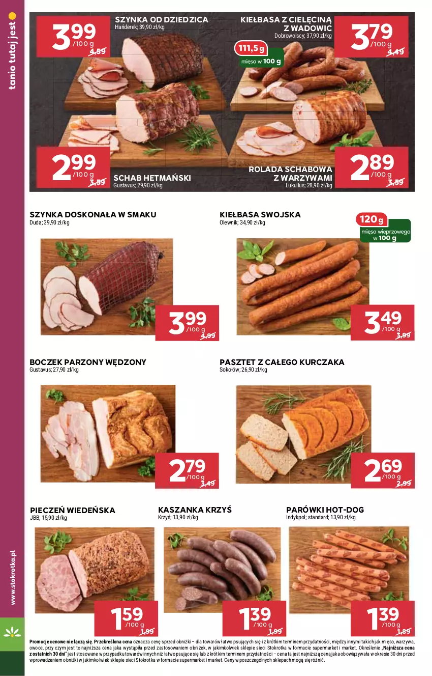 Gazetka promocyjna Stokrotka - Market - ważna 17.06 do 25.06.2025 - strona 6 - produkty: Boczek, Duda, Kasza, Kaszanka, Kiełbasa, Kurczak, Mięso, Olewnik, Owoce, Parówki, Pasztet, Piec, Rolada, Sok, Sokołów, Szynka, Warzywa