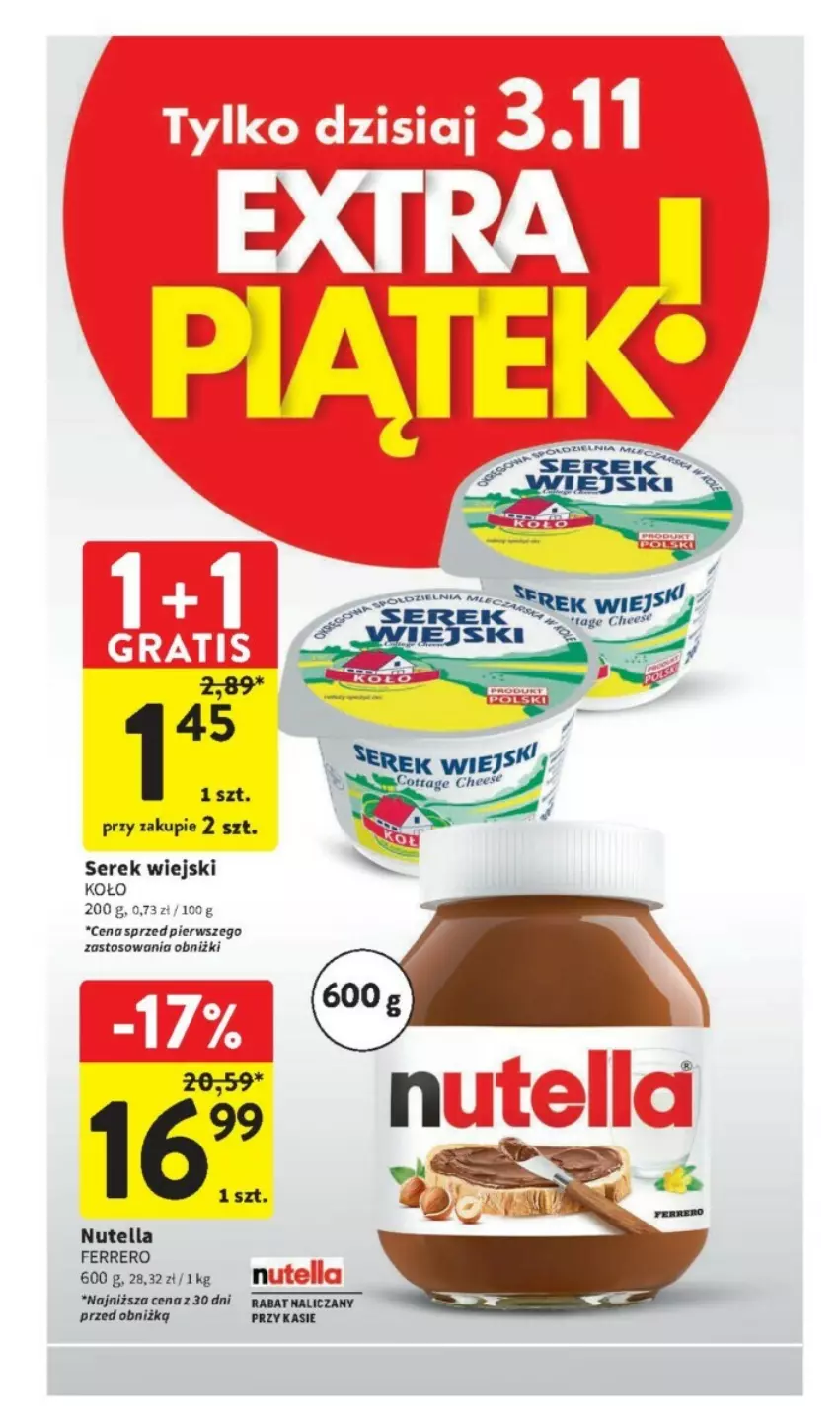 Gazetka promocyjna Intermarche - ważna 02.11 do 08.11.2023 - strona 12 - produkty: Ferrero, Nutella, Ser, Serek, Serek wiejski