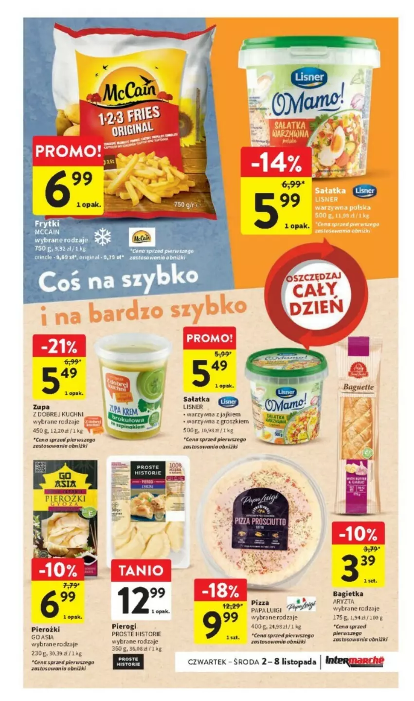 Gazetka promocyjna Intermarche - ważna 02.11 do 08.11.2023 - strona 16 - produkty: Bagietka, Gin, Lisner, McCain, Pierogi, Pizza, Prosciutto, Sałat, Sałatka, Top, Zupa