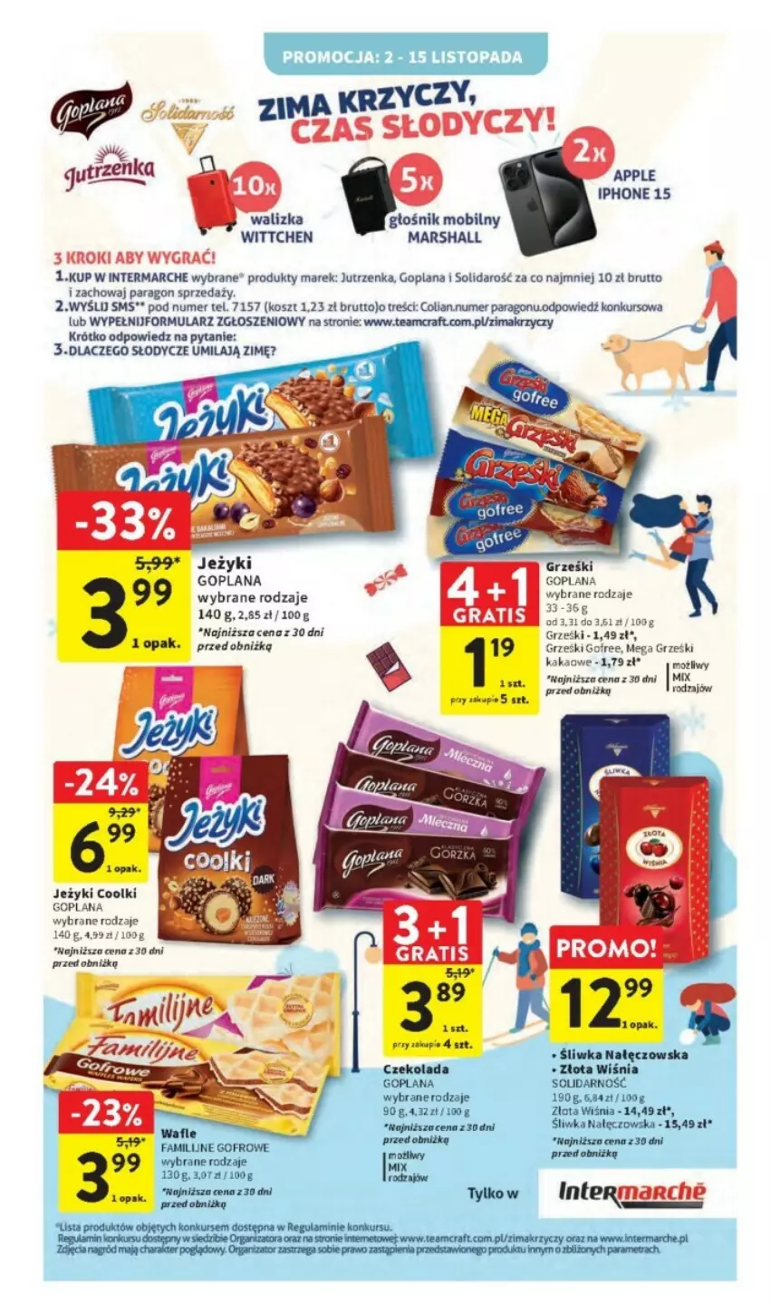 Gazetka promocyjna Intermarche - ważna 02.11 do 08.11.2023 - strona 24 - produkty: Czekolada, Fa, Głośnik, Głośnik mobilny, Goplana, Gra, Grześki, Jeżyki, Jutrzenka, Kakao, Kosz, LANA, Mars, Mobil, Walizka, Wittchen