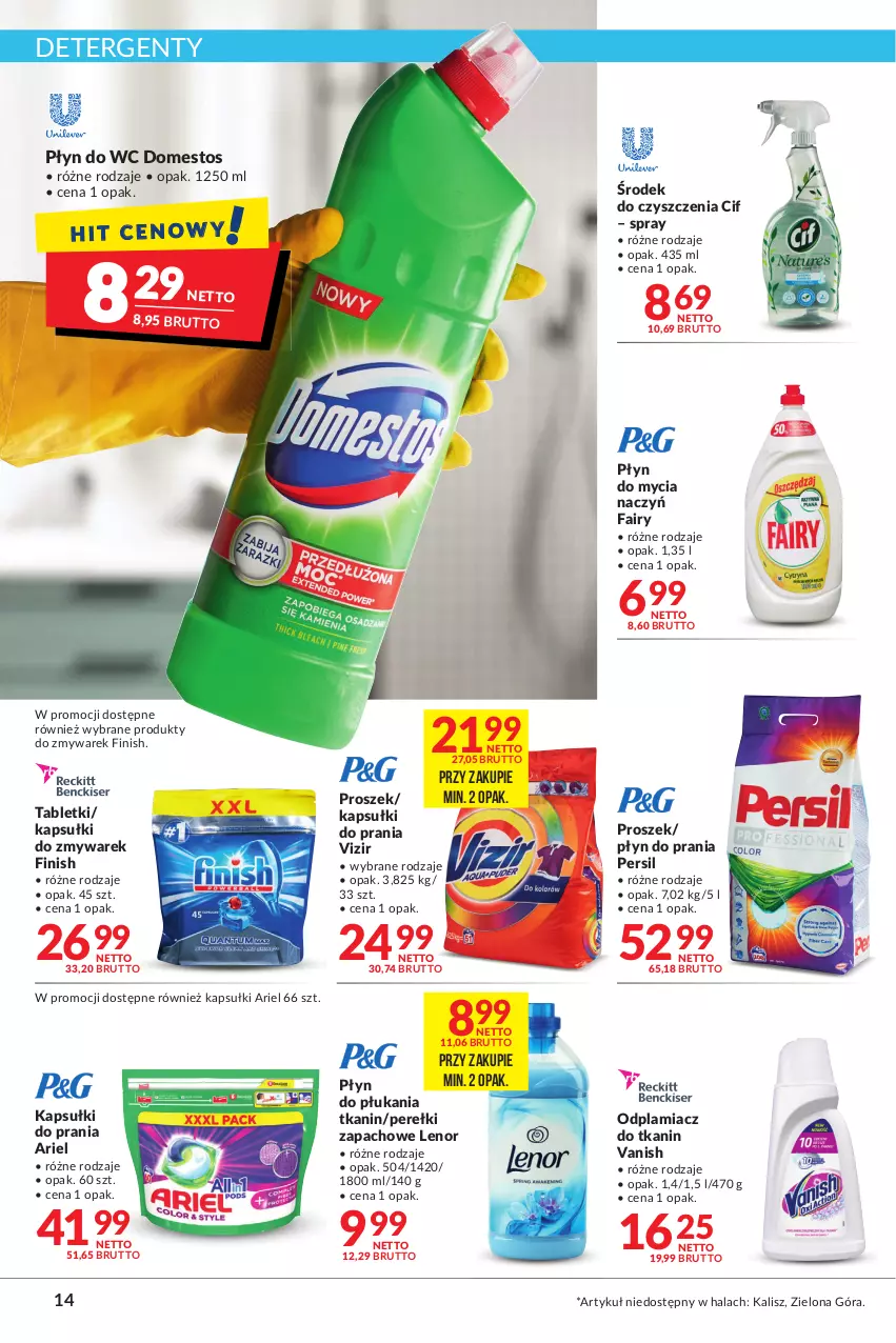 Gazetka promocyjna Makro - [Oferta promocyjna] Artykuły spożywcze i przemysłowe - ważna 07.01 do 24.01.2022 - strona 14 - produkty: Ariel, Cif, Do mycia naczyń, Domestos, Fa, Fairy, Finish, Kapsułki do prania, Lenor, Odplamiacz, Perełki zapachowe, Persil, Płyn do mycia, Płyn do mycia naczyń, Płyn do płukania, Płyn do prania, Płyn do wc, Produkty do zmywarek, Tablet, Vanish, Vizir