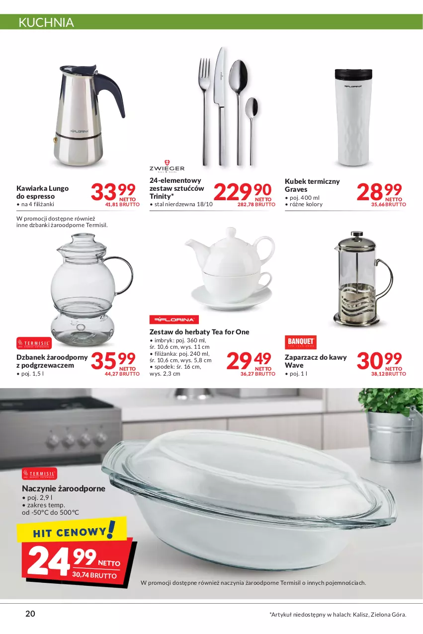 Gazetka promocyjna Makro - [Oferta promocyjna] Artykuły spożywcze i przemysłowe - ważna 07.01 do 24.01.2022 - strona 20 - produkty: Dzbanek, Filiżanka, Gra, Kawiarka, Kubek, Kubek termiczny, Kuchnia, Naczynie żaroodporne, Podgrzewacze, Por, Zaparzacz, Zaparzacz do kawy, Zestaw sztućców