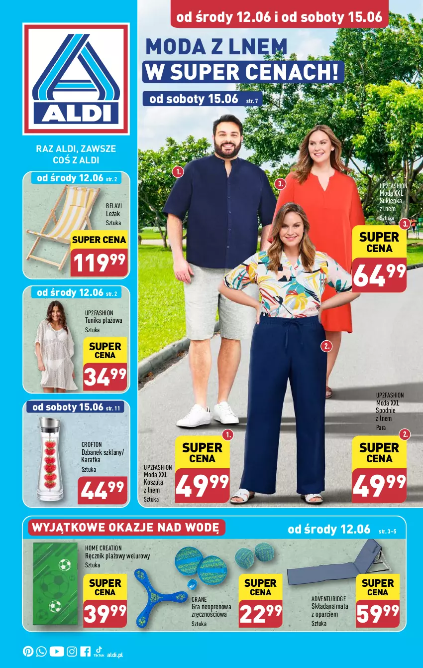 Gazetka promocyjna Aldi - Artykuły przemysłowe i tekstylia - ważna 12.06 do 15.06.2024 - strona 1 - produkty: Dzbanek, Fa, Gra, Karafka, Kosz, Koszula, Moda, Ręcznik, Spodnie, Sukienka, Tunika