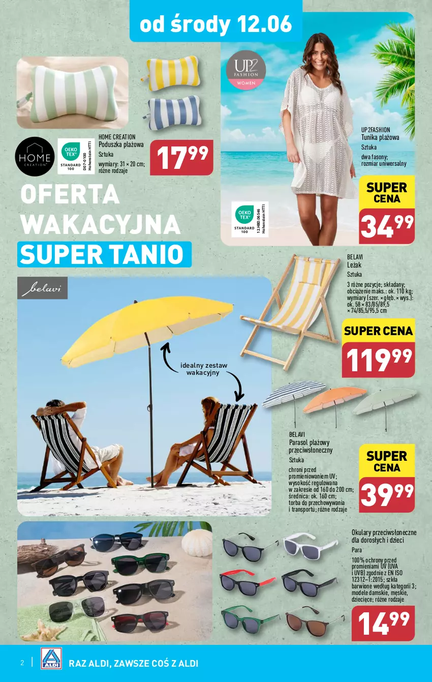 Gazetka promocyjna Aldi - Artykuły przemysłowe i tekstylia - ważna 12.06 do 15.06.2024 - strona 2 - produkty: Dzieci, Fa, Parasol, Poduszka, Por, Sok, Sony, Sport, Torba, Tran, Tunika