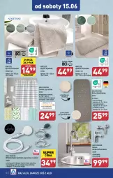 Gazetka promocyjna Aldi - Artykuły przemysłowe i tekstylia - Gazetka - ważna od 15.06 do 15.06.2024 - strona 10 - produkty: Ręcznik kąpielowy, Słuchawka prysznicowa, Rum, Por, Bateria kuchenna, Dywanik, Zasłona, Wełna, Ręcznik, Poduszka pod kark, Bateria, Zasłona prysznicowa, Poduszka, Dywan