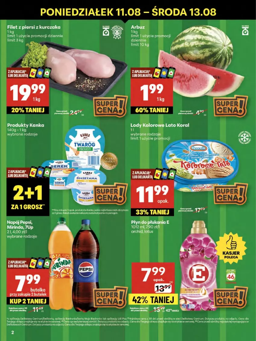 Gazetka promocyjna Delikatesy Centrum - Franczyza DC32 Czwartek - ważna 07.08 do 13.08.2025 - strona 2 - produkty: Dron, Kurczak, Lody, Napój, Pepsi, Rum