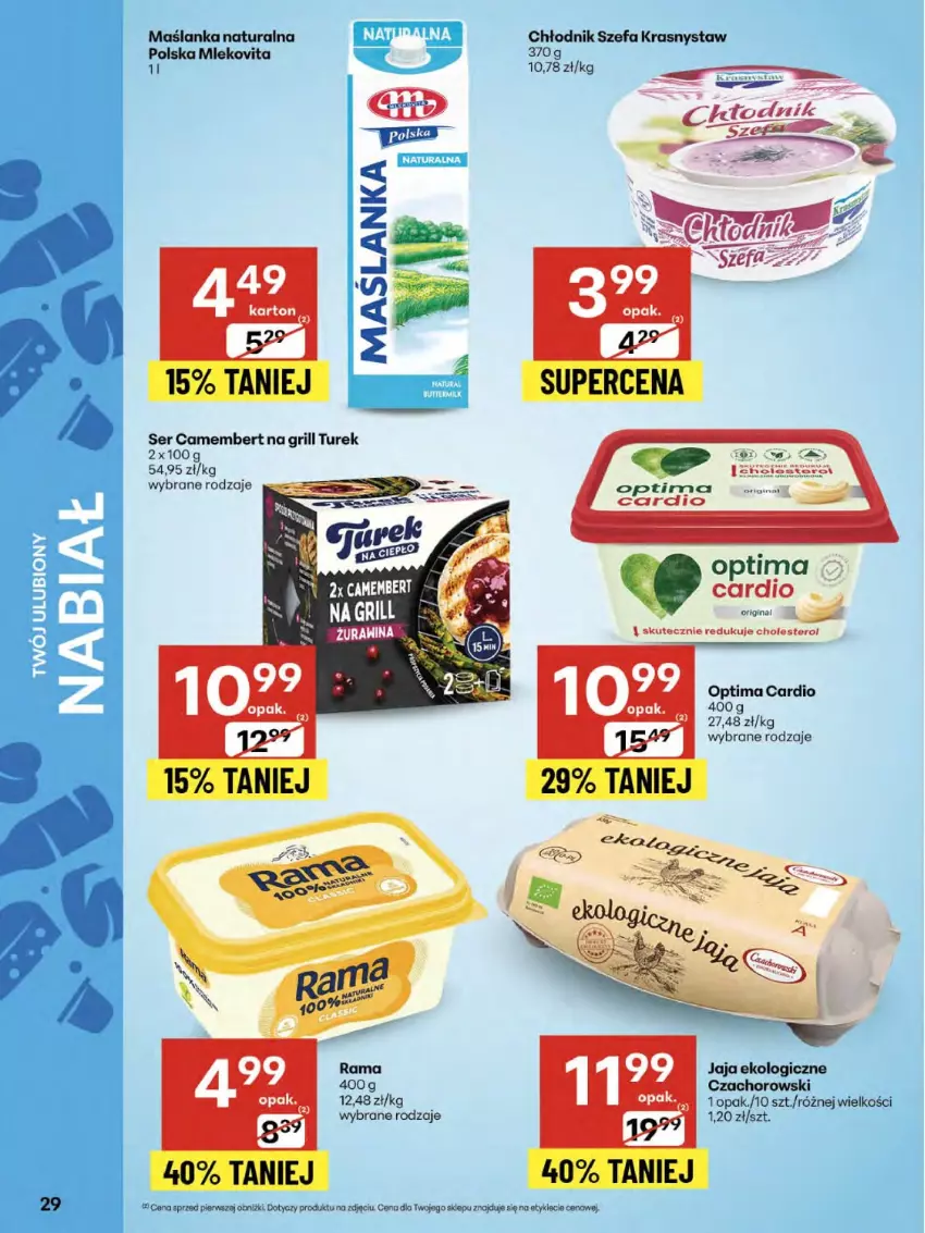 Gazetka promocyjna Delikatesy Centrum - Franczyza DC32 Czwartek - ważna 07.08 do 13.08.2025 - strona 29 - produkty: Camembert, Fa, Grill, Jaja, Maślanka, Optima, Optima Cardio, Rama, Ser