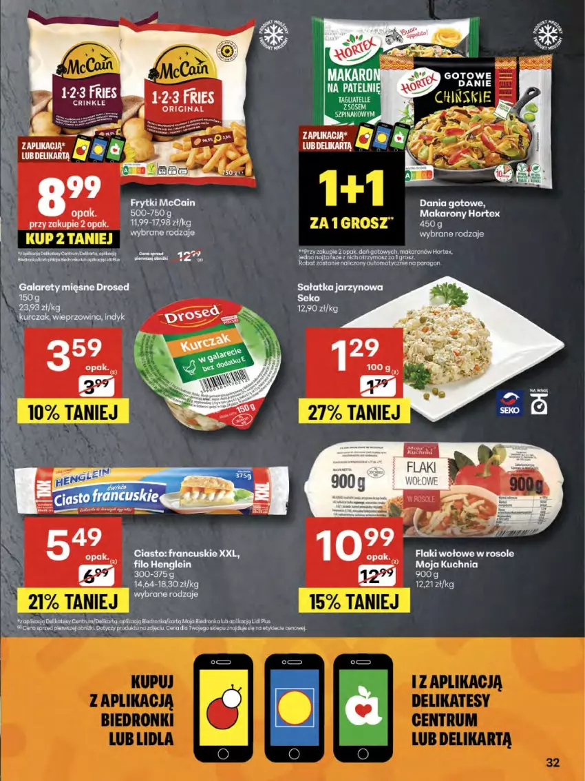 Gazetka promocyjna Delikatesy Centrum - Franczyza DC32 Czwartek - ważna 07.08 do 13.08.2025 - strona 32 - produkty: Dania gotowe, Flaki, Flaki wołowe, Frytki, Gin, Kuchnia, LG, McCain, Sos, Szpinak