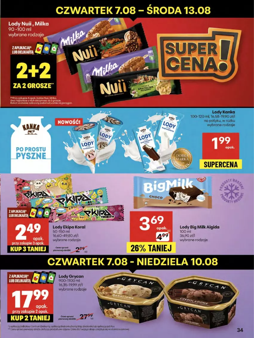 Gazetka promocyjna Delikatesy Centrum - Franczyza DC32 Czwartek - ważna 07.08 do 13.08.2025 - strona 34 - produkty: Algida, Big Milk, Dron, Gry, Koc, LG, Lody, Rum