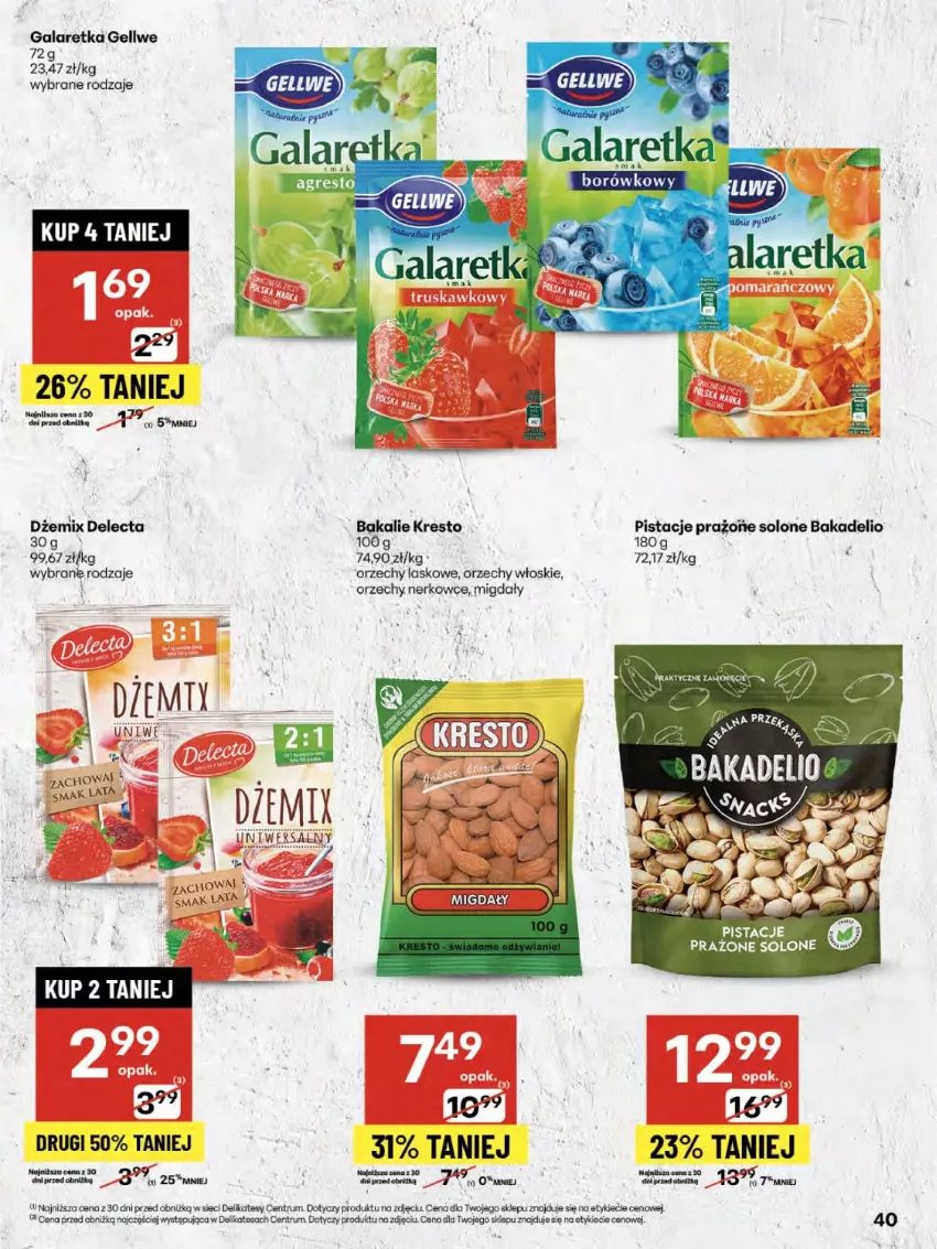 Gazetka promocyjna Delikatesy Centrum - Franczyza DC32 Czwartek - ważna 07.08 do 13.08.2025 - strona 40 - produkty: Delecta, Dżem, Gala, Galaretka, Migdały, Orzechy włoskie, Pistacje, Rum