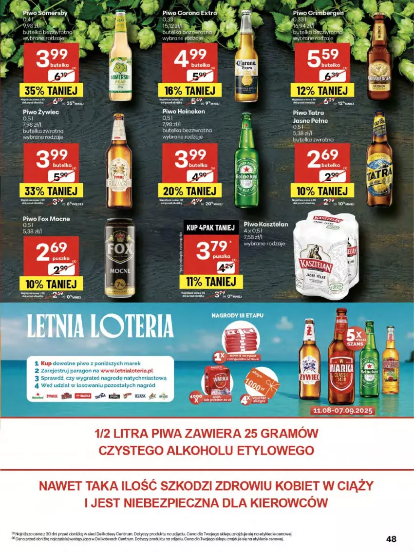Gazetka promocyjna Delikatesy Centrum - Franczyza DC32 Czwartek - ważna 07.08 do 13.08.2025 - strona 48 - produkty: Corona Extra, Gra, Heineken, Piec, Piwa, Piwo, Rum, Tatra