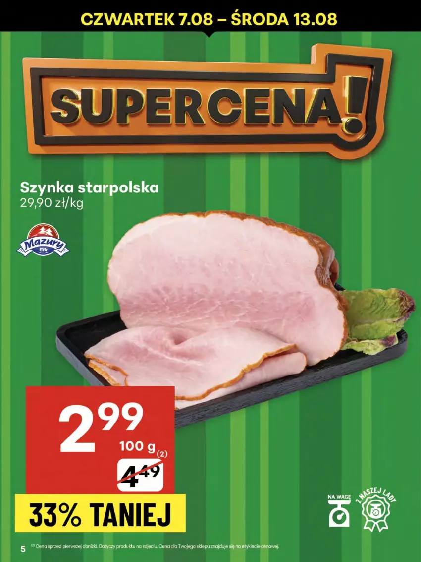 Gazetka promocyjna Delikatesy Centrum - Franczyza DC32 Czwartek - ważna 07.08 do 13.08.2025 - strona 5 - produkty: Szynka